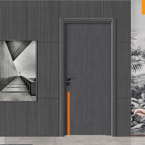 卧室定制简约新款现代灰黑碳晶实木复合门门房间门室内门套装门