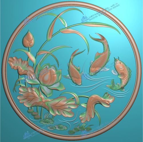 双鱼戏莲