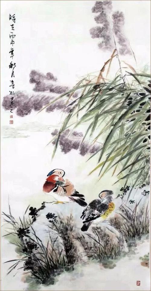 而同样是象征爱情的鸳鸯,若换一种花草,意境也自不同.