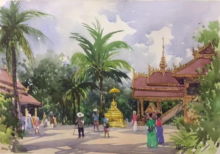 《艺展中国》黄锡驹2019年6月西双版纳写生水彩画作品