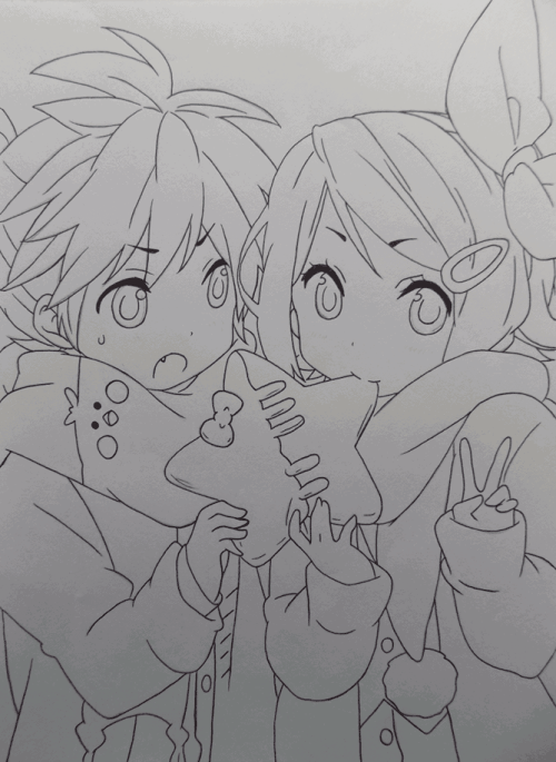 镜音双子简笔画超简单