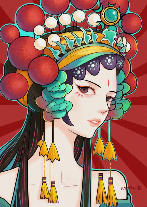 国潮 中国风京剧人物插画 临摹