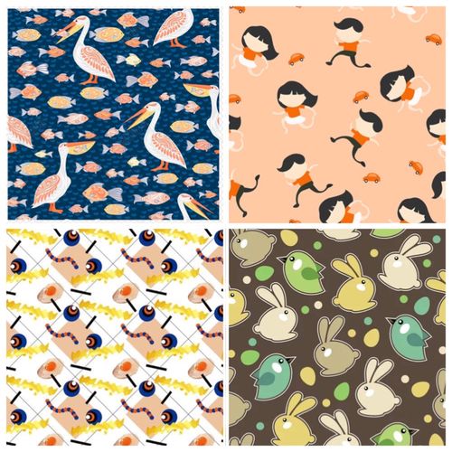 重叠式——两种以上不同组织的四方连续重叠成多层次的纹样.