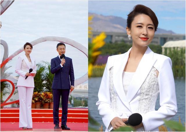 央视主持张蕾会穿!一身白衣似仙女,但大20岁富豪老公