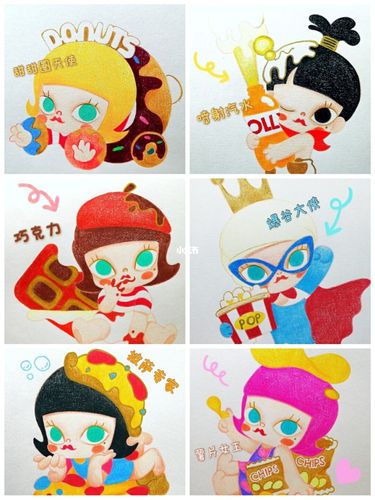 彩铅手绘|泡泡玛特美食派对系列99_美食_派对_泡泡玛特怎么样_彩铅