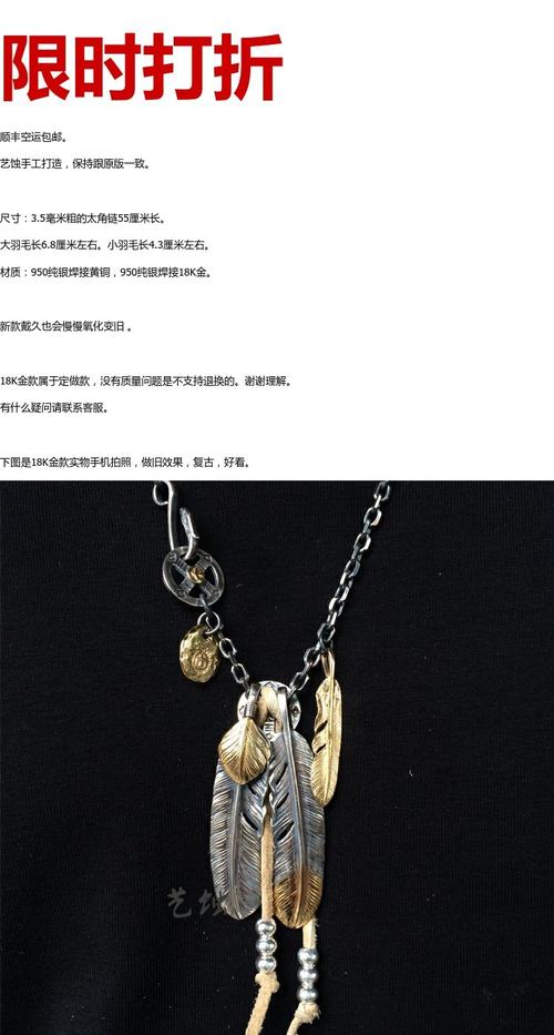 高桥吾郎羽毛项链goros先金羽毛太角链吴亦凡余文乐同款叶子咔叽