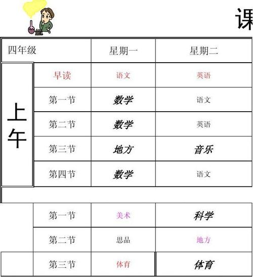 四年级课程表