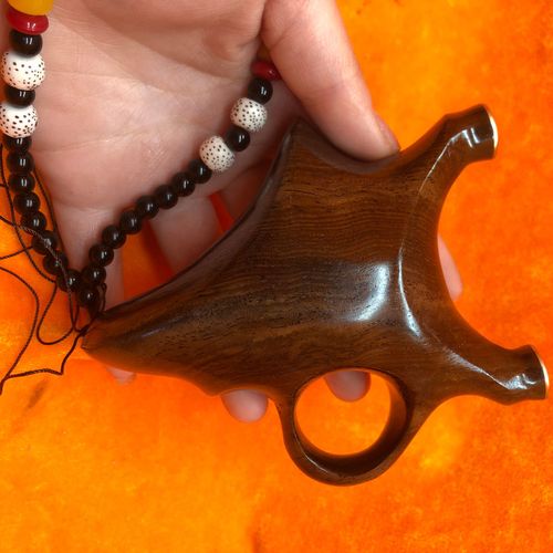 纯实木左右手铜头拦天雀异型黑檀密度高沉水户外扁皮弹弓指环弹弓