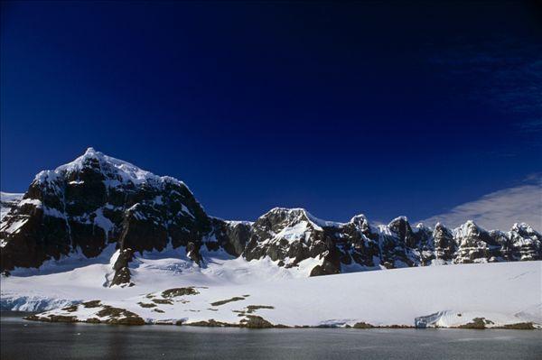 雪山,山脉,南极,夏天