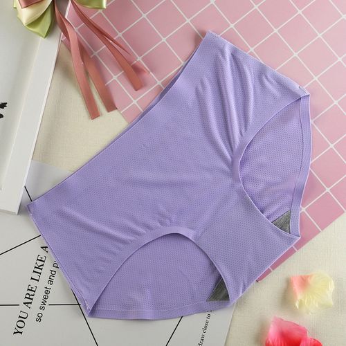 冰丝一片式无痕女士内裤薄款无痕中腰透气隐形舒适防走光安全内裤