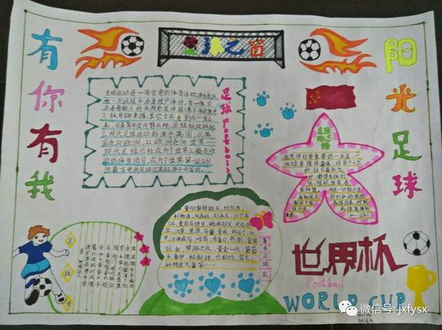 各足球队展现了良好的精神风貌和团队意识,学生的足球手抄报和足球