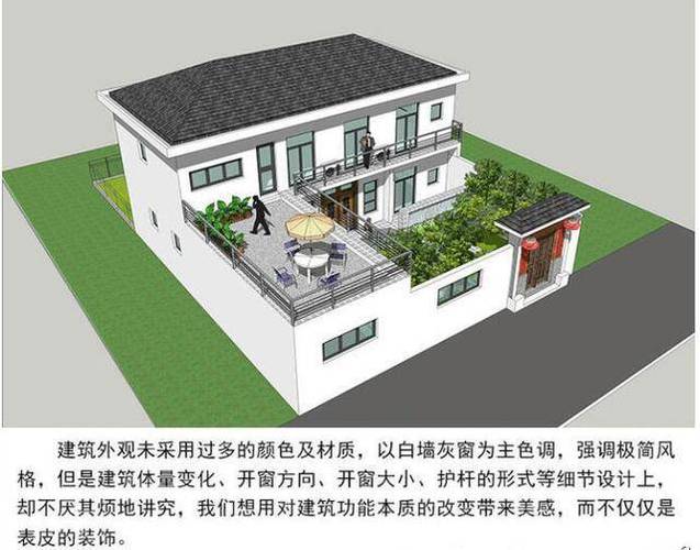 农村别墅设计图,二层农村自建房大露台带院子,户型接地气!
