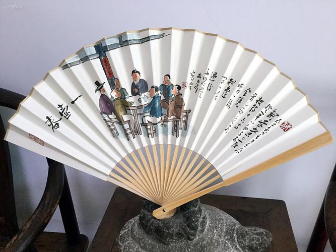 林泉书画【九寸折扇:新文人水墨画】--春意盎然 李英杰手绘真迹