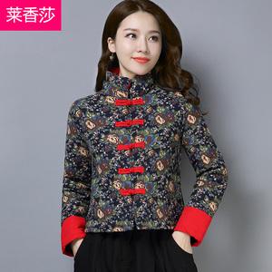 唐装小棉袄女秋冬短棉服中式盘扣上衣汉服秋冬中国风夹棉加厚外套