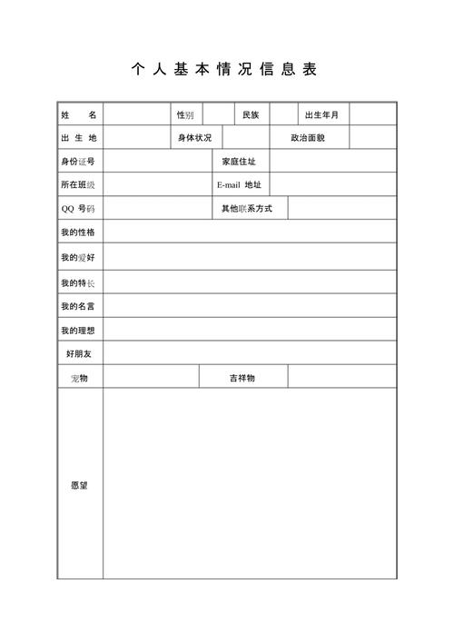 学生成长档案个人基本情况信息表[共2页]