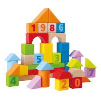 hape40块数字几何积木1-6岁创意拼搭木制玩具婴幼启蒙男孩女孩