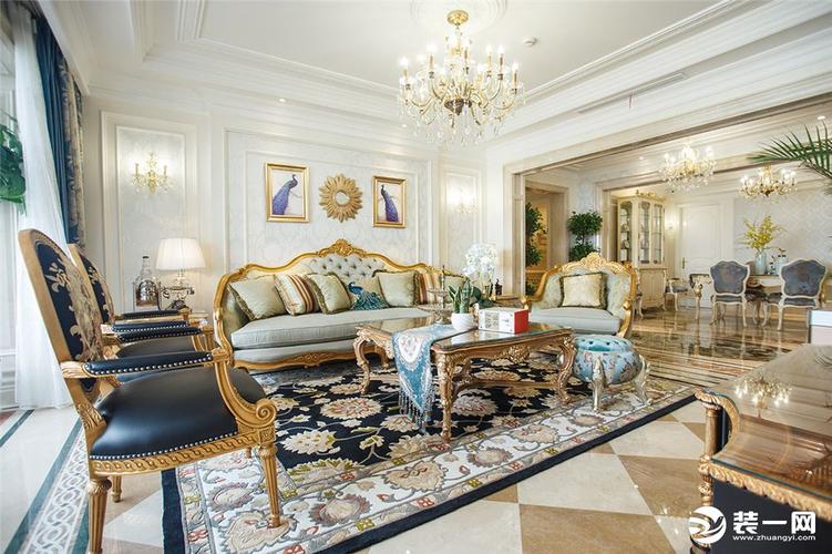 约克郡洋房160平米法式浪漫风格客厅装修效果图