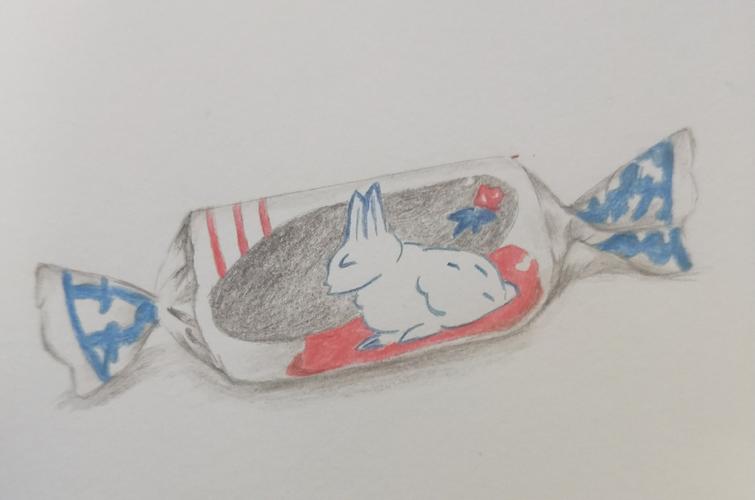 零基础学彩铅大白兔奶糖绘画步骤