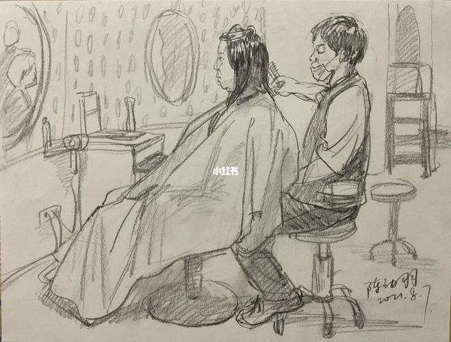 05年准高二美术生机场公交理发店的生活速写_速写_美术生_理发店_温州