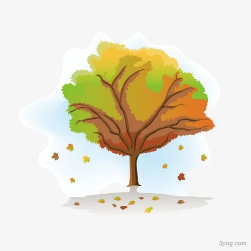 手绘落叶树