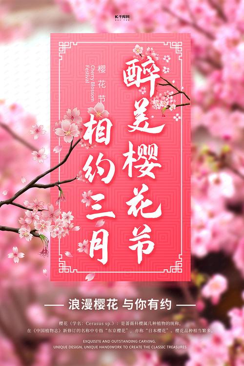 樱花节樱花粉色摄影海报