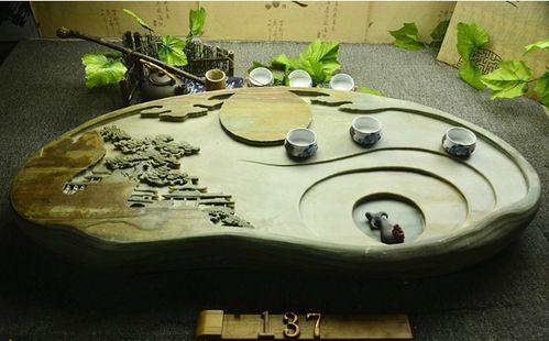易水砚绿端石制艺术雕刻茶盘天然端砚石茶海功夫茶具定做厂家直销