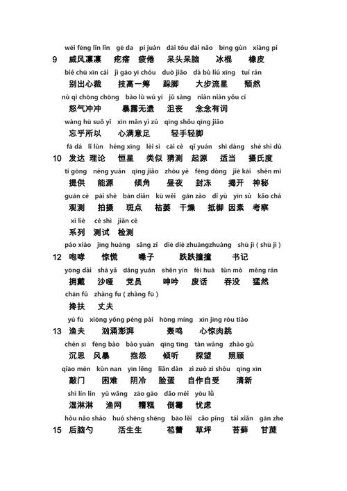 六年级语文(部编版)上册词语表拼音
