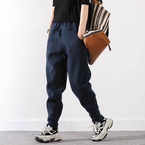 哈伦裤女冬 加厚保暖_皇森冬季新款加绒加厚休闲裤女垮裤抽绳保暖宽松