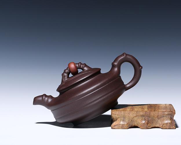 宜兴原矿正品竹节紫砂壶 紫泥时来运转茶壶 名家纯全手工精品套装
