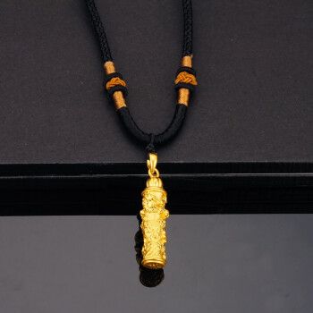 吊坠足金项链男士情侣饰品品花草黄黄金吊坠