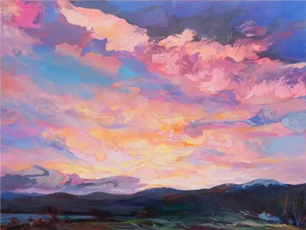 多彩的天空,新西兰女画家carla hananiah_微油画_零
