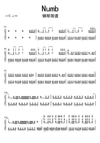 林肯公园numb钢琴简谱乐谱调六线简谱-虫虫吉他谱免费