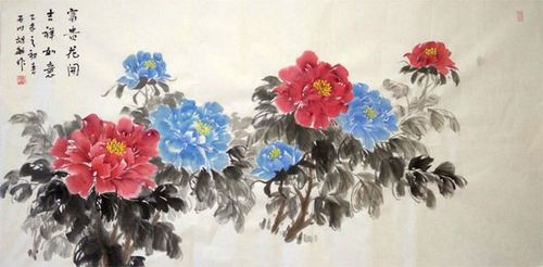 胡敏写意牡丹画欣赏