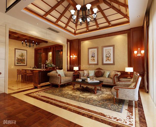 会客厅】空间中式与现代的完美贴合独具东方神韵,房屋顶部尖顶的