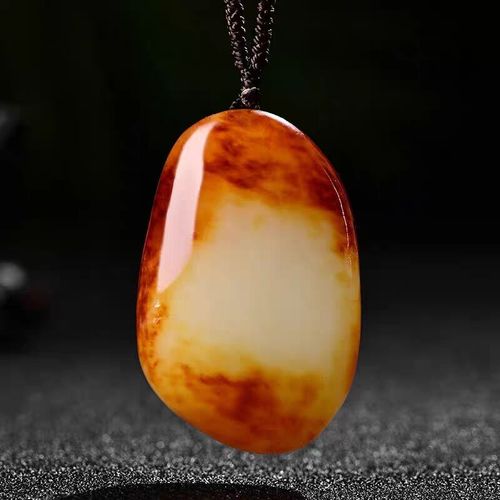 新疆和田玉籽料原石吊坠黄皮红皮白肉真玉石挂件男女情侣玉坠包邮