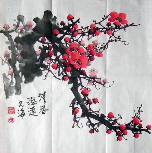 图文详解中国画水墨画写意梅花画法作品展示!