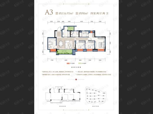 禹洲雍锦府揽景洋房a3户型户型图