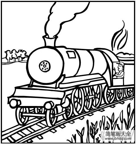卡通火车简笔画