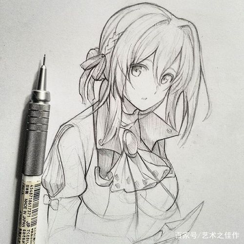 细腻可爱的铅笔线稿女孩,好好看啊