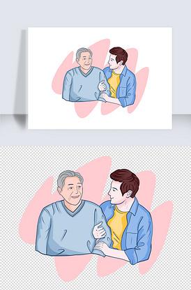 重阳节感恩节感恩父母手绘看望老人元.