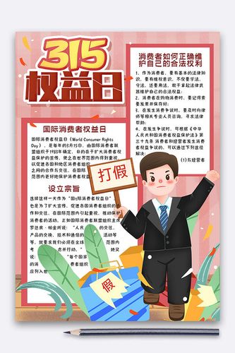 卡通竖版315消费者权益日手抄报小.
