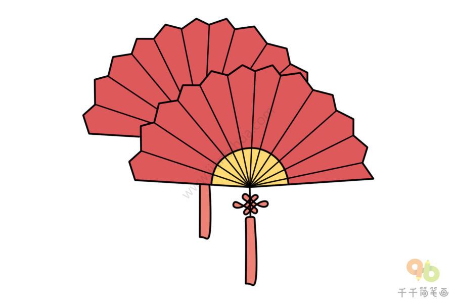 喜庆的扇子简笔画步骤图