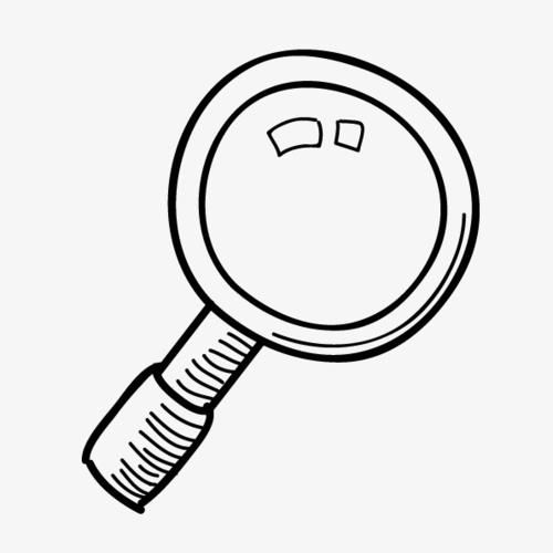 > 矢量黑白卡通放大镜