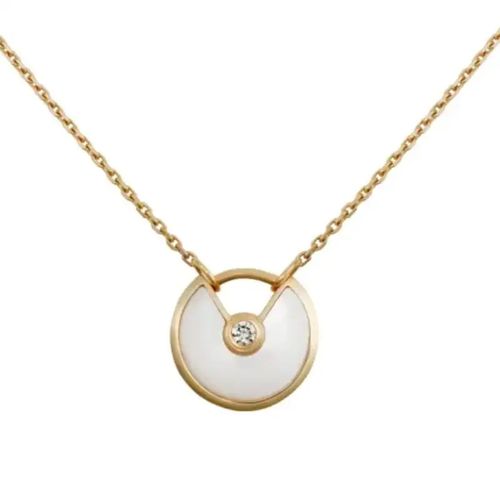 【99新】卡地亚cartier18k金白贝母护身符项链女项链