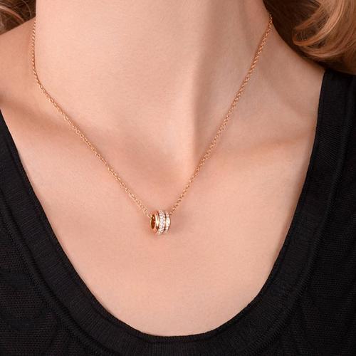 经典possession时来运转系列 18k金玫瑰金满钻可转动项链 g33p0088