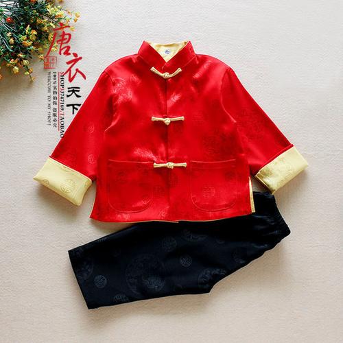 购客宝宝新年唐装 套装 特色经典 两面穿儿童春秋唐装 男童中式民族风