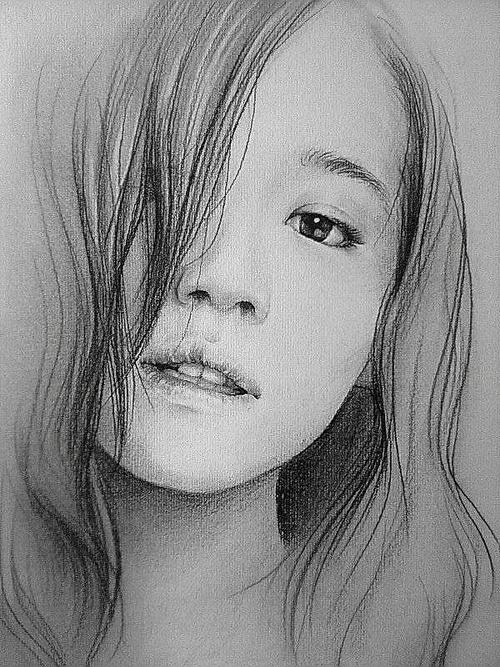 小女孩素描图集