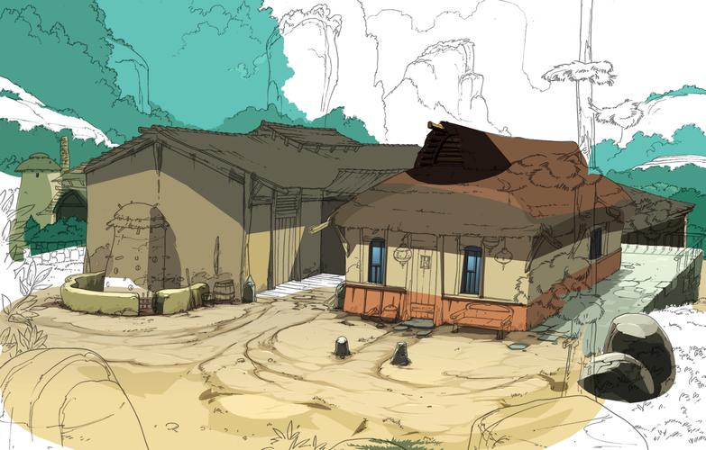 世外桃源-农家小院|插画|创作习作|糖醋排骨汤包 - 原创作品 - 站酷