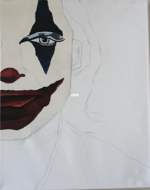 丙烯画临摹～小丑希斯莱杰_临摹_画画_上色_铅笔_颜料