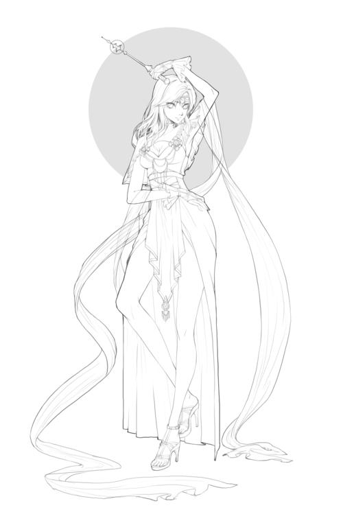 立绘线稿,女孩子人物